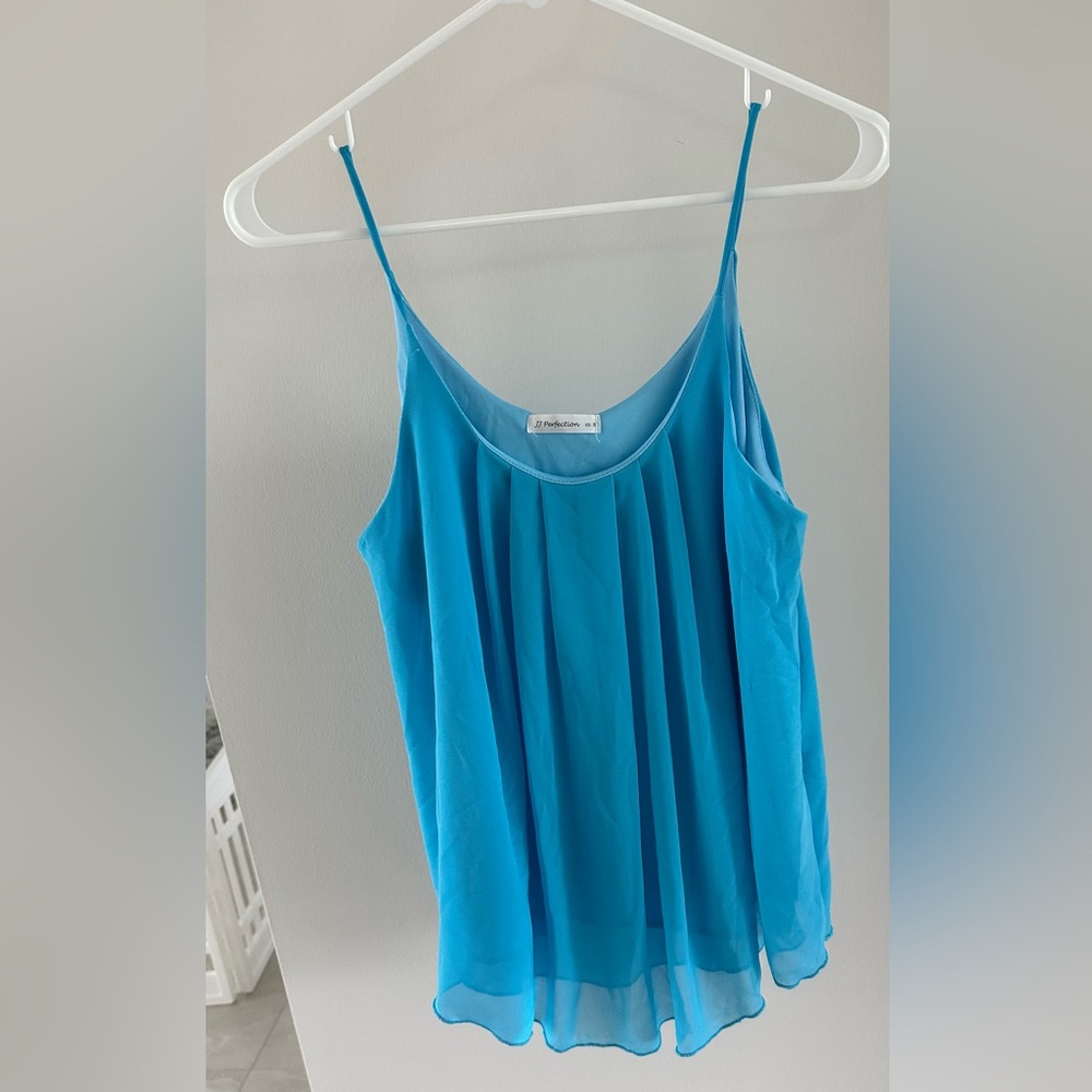 Blue Chiffon Spaghetti Strap Top